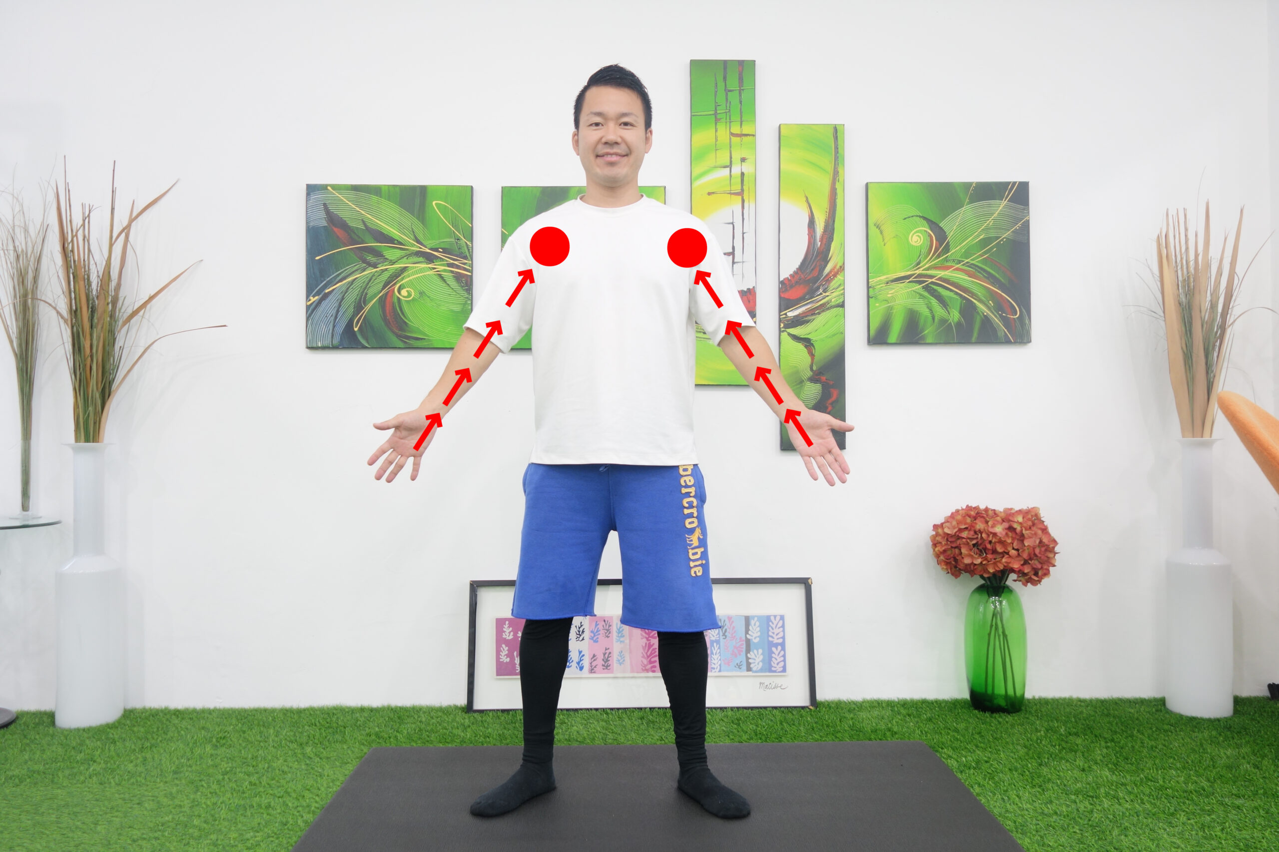 腕のリンパ液の流れを表現