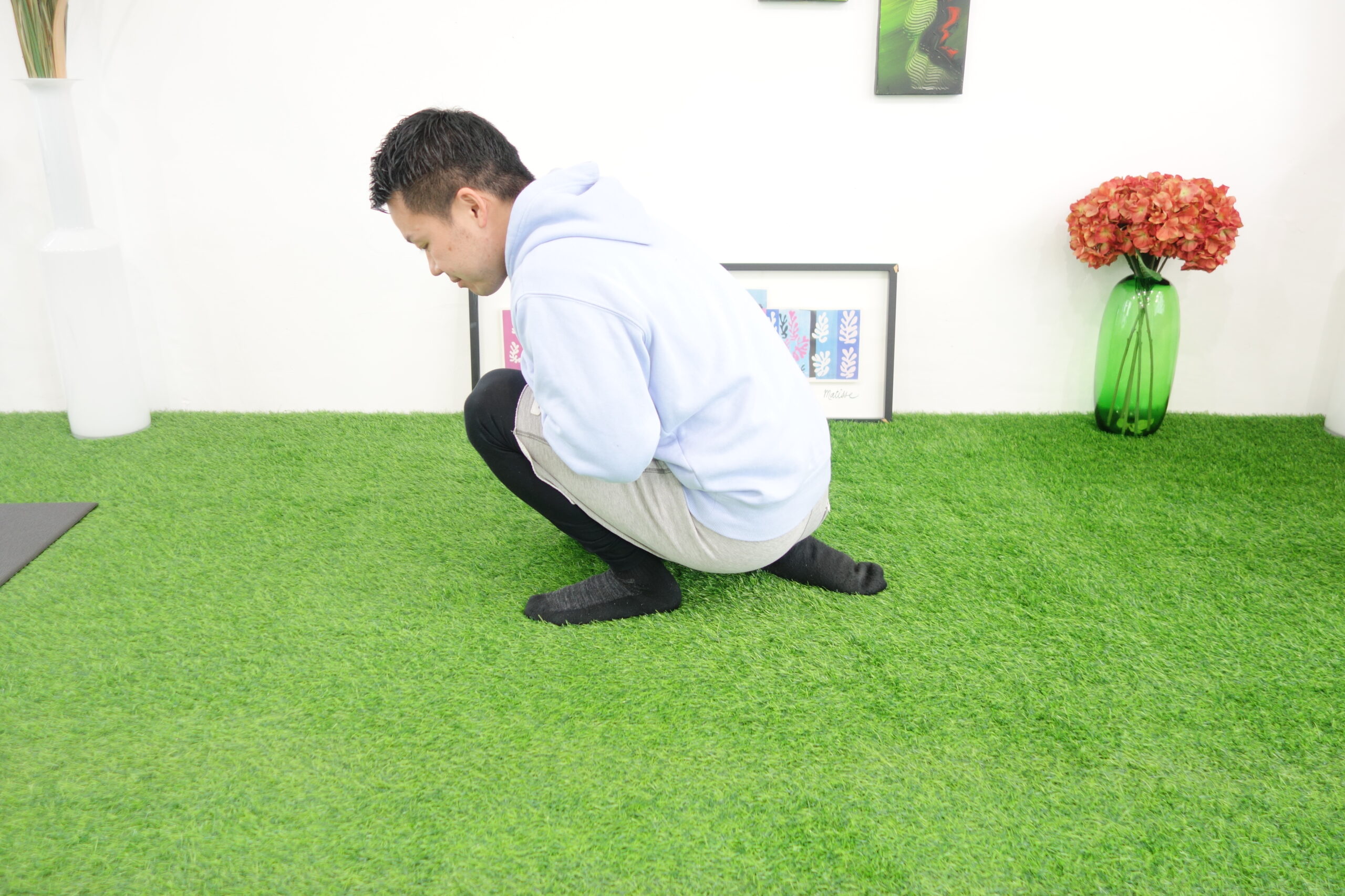 片膝立てたストレッチング